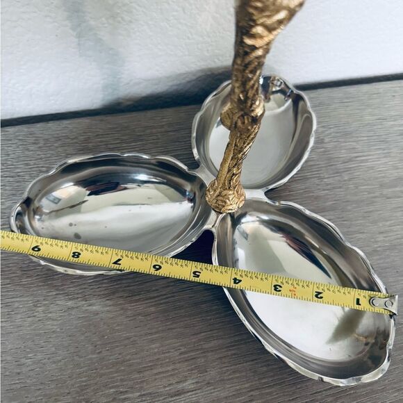 Metallic Silver Gold Bird Serveware Dip Serving Tray Caddy - Picture 3 of 5